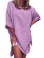 baratos design de vestidos de algodão e linho-Mulheres Branco Rosa Azul Verão Minivestido Vestidos inspirados em linho Camisetão Vestido de verão de algodão Básico Diário Final de semana Ajuste Largo Tecido Gola Redonda