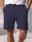 cheap Men&#039;s Shorts-Men&#039;s Shorts Linen Shorts Summer Shorts Pocket Drawstring Elastic Waist Plain Comfort Breathable Outdoor Daily Going out Fashion Casual White Navy Blue