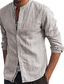baratos camisas de linho masculinas-Homens Camisa Social camisa de linho camisa de botão camisa de praia Branco Cinzento Claro Azul Claro Manga Longa Tecido Faixa Primavera Verão Casual Diário Roupa