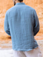 baratos camisas de linho masculinas-Homens Camisa Social camisa de linho camisa de botão camisa de praia Branco Azul Verde Escuro Manga Longa Tecido Lapela Primavera &amp; Outono Casual Diário Roupa
