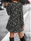 cheap Print Work Dresses-Women&#039;s Work Dress Casual Dress A Line Dress Fashion Winter Dress Daily Mini Dress Print Crew Neck Long Sleeve Floral Loose Fit Black Wine Spring Fall S M L XL