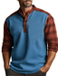tanie T-shirty męskie z nadrukiem-Graficzny Kratka Kolorowy blok Moda Codzienny Męskie Druk 3D Koszula Henley Codzienny Święto Wyjściowe Podkoszulek Niebieski Brązowy Zielony Długi rękaw Henley Koszula Wiosna i jesień Odzież S M L XL