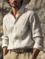 cheap Men&#039;s Linen Shirts-Men&#039;s Linen Shirt Shirt Button Up Shirt Beach Shirt Beige Long Sleeve Plain Lapel Spring &amp;  Fall Casual Daily Clothing Apparel