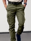 cheap Casual Pants-Men&#039;s Cargo Pants Trousers Button Multi Pocket Straight Leg Plain Wearable Casual Daily Holiday Sports Fashion Black Army Green
