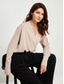 economico camicie, top e camicette-camicetta da donna a maniche lunghe, top casual essenziale da lavoro, camicetta avvolgente in raso beige con scollo a V