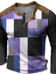 Χαμηλού Κόστους Ανδρικό Γραφικό T-shirt-Γραφική Καρό Συνδυασμός Χρωμάτων Μοντέρνα Υψηλής Ποιότητας Καθημερινό Ανδρικά 3D εκτύπωση Πουκάμισο Henley Μπλουζάκι βάφλα Υπαίθρια Αθλήματα Αργίες Φεστιβάλ Κοντομάνικη μπλούζα