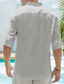 cheap Men&#039;s Linen Shirts-Men&#039;s Shirt Linen Shirt Popover Shirt Beach Shirt Black White Pink Long Sleeve Plain Standing Collar Spring &amp; Summer Casual Daily Clothing Apparel