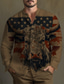Χαμηλού Κόστους Ανδρικά πουκάμισα με στάμπα-Αγελάδα Εθνική Σημαία Βίντατζ δυτικό στυλ Ανδρικά Πουκάμισο Καθημερινά Ρούχα Εξόδου Σαββατοκύριακο Φθινόπωρο &amp; Χειμώνας Όρθιος γιακάς Μακρυμάνικο Λευκό, Καφέ Τ, M, L Ύφασμα Slub Πουκάμισο