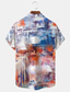 Χαμηλού Κόστους Ανδρικά πουκάμισα με στάμπα-Συνδυασμός Χρωμάτων Καλλιτεχνικό Ανδρικά Πουκάμισο Καθημερινά Ρούχα Εξόδου Σαββατοκύριακο Καλοκαίρι Απορρίπτω Κοντομάνικο Θαλασσί, Γκρίζο Τ, M, L Ύφασμα που τεντώνεται με 4 τρόπους Πουκάμισο