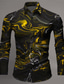 cheap Men&#039;s Printed Shirts-Color Gradient Artistic Abstract Men&#039;s Shirt Daily Wear Going out Spring &amp; Summer Turndown Long Sleeve Yellow, Red, Blue S, M, L 4-Way Stretch Fabric Shirt