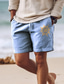 baratos Calções para Homem-shorts masculinos de algodão shorts de verão shorts de praia estampados com cordão cintura elástica sol conforto respirável curto férias ao ar livre saindo mistura de algodão havaiano casual preto