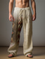 cheap Men&#039;s Plus Size Bottoms-Men&#039;s Vintage Ethnic Linen Pants Pants Trousers Mid Waist Outdoor Daily Wear Streetwear Fall &amp; Winter Regular Fit