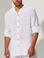 billige mænds fritidsskjorter-Herre Skjorte Button Up skjorte Casual skjorte Hvid Langærmet Vanlig Hætte Daglig Ferierejse Tøj Mode Afslappet Bekvem