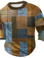 cheap Men&#039;s Graphic Tshirts-Graphic Color Block Patchwork Designer Retro Vintage Casual Men&#039;s 3D Print T shirt Tee Waffle T Shirt Sports Outdoor Holiday Going out T shirt Blue Brown Green Long Sleeve Crew Neck Shirt Spring