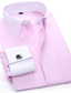 abordables Camisas de vestir-Hombre Camisa Camisa para Vestido Camisa con botones Blanco Rosa Azul Manga Larga Plano Diseño Primavera &amp; Otoño Oficina y carrera Fiesta de Boda Ropa Bolsillo delantero