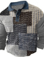 Χαμηλού Κόστους Γραφικό Polo-Συνδυασμός Χρωμάτων Καρό / Τετραγωνισμένο Ανδρικά Καθημερινό 3D Στάμπα Βάφλα Πόλο Μπλουζάκι ΕΞΩΤΕΡΙΚΟΥ ΧΩΡΟΥ Καθημερινά Streetwear Ύφασμα βάφλας Μακρυμάνικο Απορρίπτω Μπλουζάκια πόλο