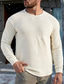 cheap Waffle Knit Tee-Men's Waffle Tee T Shirt Waffle Knit Tee Tee Top Long Sleeve Crew Neck Spring &amp;  Fall Plain Fashion Designer Basic Front Pocket Vacation Street Going out White Top Tee for Men