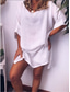 baratos design de vestidos de algodão e linho-Mulheres Branco Rosa Azul Verão Minivestido Vestidos inspirados em linho Camisetão Vestido de verão de algodão Básico Diário Final de semana Ajuste Largo Tecido Gola Redonda