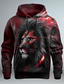 cheap Graphic Hoodies-Graphic Lion Men&#039;s Fashion 3D Print Hoodie Christmas Vacation Going out Hoodies Black Red Long Sleeve Hooded Print Front Pocket Spring &amp;  Fall Designer Hoodie Sweatshirt