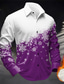 cheap Men&#039;s Printed Shirts-Snowflake Casual Men&#039;s Shirt Fleece Shirt Daily Wear Vacation Going out Fall &amp; Winter Turndown Long Sleeve Burgundy, Blue, Purple S, M, L Fleece Shirt