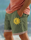 baratos Calções para Homem-Homens Calção Shorts de verão Shorts de praia Com Cordão Cintura elástica Imprimir Sol Conforto Respirável Curto Ao ar livre Feriado Para Noite Misto de Algodão Havaiana Estilo Étnico Branco Verde
