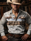 cheap Hawaiian Shirts-Cow Vintage western style Men&#039;s Shirt Western Shirt Outdoor Street Casual Daily Fall &amp; Winter Turndown Long Sleeve Blue Brown Gray S M L Shirt