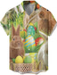 cheap Men&#039;s Printed Shirts-Rabbit Bunny Casual Men&#039;s Shirt Daily Wear Going out Weekend Autumn / Fall Turndown Short Sleeves Orange, Green, Ice Green S, M, L 4-Way Stretch Fabric Shirt Easter