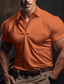 billiga klassisk polo-Herr POLO Shirt Knapp upp Polos Ledigt Sport Kavajslag Kortärmad Mode Grundläggande Slät Ficka Sommar Normal Svart Armégrön Blå Orange Grå POLO Shirt