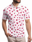 cheap Graphic Polo-Valentine&#039;s Day Heart Men&#039;s Casual Print 3D Outdoor Daily Wear Streetwear  Polyester Short Sleeve Turndown Polo Shirts Pink Wine Spring &amp; Summer S M L Micro-elastic