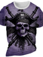 cheap Men&#039;s Graphic Tshirts-Graphic Skeleton Pirate Daily Designer Retro Vintage Men&#039;s 3D Print T shirt Tee Sports Outdoor Holiday Going out T shirt Burgundy Blue Purple Short Sleeve Crew Neck Shirt Spring &amp; Summer Clothing