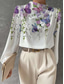 ieftine Topuri florale-Bluză pentru femei fashion florală imprimeu cu fluturi mânecă lungă bluze regulate guler rotund lucru albastru regal albastru violet verde khaki primăvară și toamnă