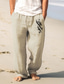 abordables Bas pour hommes grandes tailles-Homme Rétro Vintage Totem Pantalon en lin Pantalon Taille médiale Extérieur Usage quotidien Vêtement de rue Automne hiver Standard