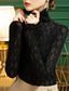 cheap Lace Tops-Shirt Blouse Women&#039;s Black White Blue Plain Lace Casual Fashion High Neck Slim S