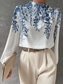 ieftine Topuri florale-Bluză pentru femei fashion florală imprimeu cu fluturi mânecă lungă bluze regulate guler rotund lucru albastru regal albastru violet verde khaki primăvară și toamnă