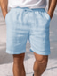 abordables Bermudas de hombre-Hombre Pantalón corto Pantalones cortos de lino Pantalones cortos de verano Bolsillo Correa Cintura elástica Plano Comodidad Transpirable Exterior Diario Noche Moda Casual Blanco Azul Marino
