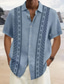 Χαμηλού Κόστους Ανδρικά πουκάμισα με στάμπα-Γραφική Συνδυασμός Χρωμάτων Φυλής Χαβανέζα Καθημερινό Ανδρικά Πουκάμισο Υπαίθρια ρούχα Καθημερινά Ρούχα Διακοπές Καλοκαίρι Απορρίπτω Κοντομάνικο Κίτρινο, Ουρανί, Πράσινο του τριφυλλιού Τ, M, L