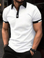cheap Classic Polo-Men&#039;s Button Up Polos Golf Shirt Casual Holiday Ribbed Polo Collar Short Sleeve Fashion Basic Solid Color Patchwork Summer Regular Fit Black White Red Blue Brown Green Button Up Polos