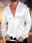 billige mænds fritidsskjorter-Herre Skjorte Button Up skjorte Casual skjorte Silkeskjorte i satin Sort Hvid Rød Blå Grøn Langærmet Vanlig Knaphul Daglig Ferierejse Tøj Mode Afslappet Bekvem