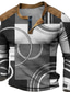 billige T-shirt med tryk til mænd-Grafisk Farveblok Geometrisk Mode Designer Afslappet Herre 3D-udskrivning Henley-skjorte Vaffel T-shirt Sport &amp; Udendørs Ferie Festival T-shirt Blå Rød Lilla Langærmet Henley Skjorte Forår &amp; Vinter