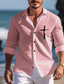 cheap Men&#039;s Printed Shirts-Men&#039;s Cotton Linen Shirt Linen Shirt Faith Print Long Sleeve Lapel Black, White, Pink Shirt Outdoor Daily Vacation