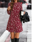 cheap Print Work Dresses-Women&#039;s Work Dress Casual Dress A Line Dress Fashion Winter Dress Daily Mini Dress Print Crew Neck Long Sleeve Floral Loose Fit Black Wine Spring Fall S M L XL