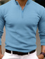 cheap Zip Polo Shirt-Men&#039;s Polo Shirt Pullover Daily Wear Vacation Quarter Zip Long Sleeve Fashion Basic Plain Zip Up Spring &amp;  Fall Regular Fit Black White Navy Blue Blue Polo Shirt