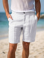 baratos Calções para Homem-Homens Calção Shorts de linho Shorts de verão Botão Bolsos Perna reta Tecido Conforto Respirável Curto Casual Diário Feriado Moda Designer Branco Azul Céu