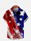tanie Męskie koszule z nadrukiem-Amerykańska flaga USA Orzeł Codzienny Męskie Koszula Dzienne zużycie Wyjściowe Weekend Jesień Wieczorne Krótkie rękawy Czerwony, Burgundowy, Niebieski S, M, L Tkanina rozciągliwa w 4 kierunkach