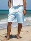 cheap Men&#039;s Shorts-Men&#039;s Shorts Linen Shorts Summer Shorts Button Pocket Straight Leg Plain Comfort Breathable Short Casual Daily Holiday Fashion Designer White Sky Blue
