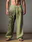 tanie Męskie spodnie plus size-Męskie Zabytkowe Liść palmowy Lniane spodnie Spodnie Średni Talia Na zewnątrz Dzienne zużycie Streetwear Jesień i zima Regularny