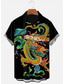 cheap Men&#039;s Printed Shirts-Dragon Casual Men&#039;s Shirt Daily Wear Going out Weekend Autumn / Fall Turndown Short Sleeves Black, Yellow, Burgundy S, M, L 4-Way Stretch Fabric Shirt New Year