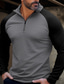 preiswerte Basic-T-Shirts-Herren T Shirt T-Shirt Langarmshirt Langarm Viertelreißverschluss Frühling &amp; Herbst Farbblock Mode Designer Basic Patchwork Urlaub Straße Ausgehen Weiß Burgunderrot Marinenblau Top T-Shirt für Herren
