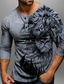 Χαμηλού Κόστους Ανδρικό Γραφικό T-shirt-Γραφική Λιοντάρι Μοντέρνα Καθημερινά Καθημερινό Ανδρικά 3D εκτύπωση Πουκάμισο Henley Causal Αργίες Εξόδου Κοντομάνικη μπλούζα Θαλασσί Καφέ Πράσινο του τριφυλλιού Μακρυμάνικο Χένλι Πουκάμισο