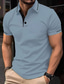 cheap Classic Polo-Men&#039;s Polo Shirt Button Up Polos Casual Holiday Lapel Short Sleeve Fashion Basic Plain Patchwork Pocket Summer Regular Fit Black Navy Blue Blue Gray Polo Shirt